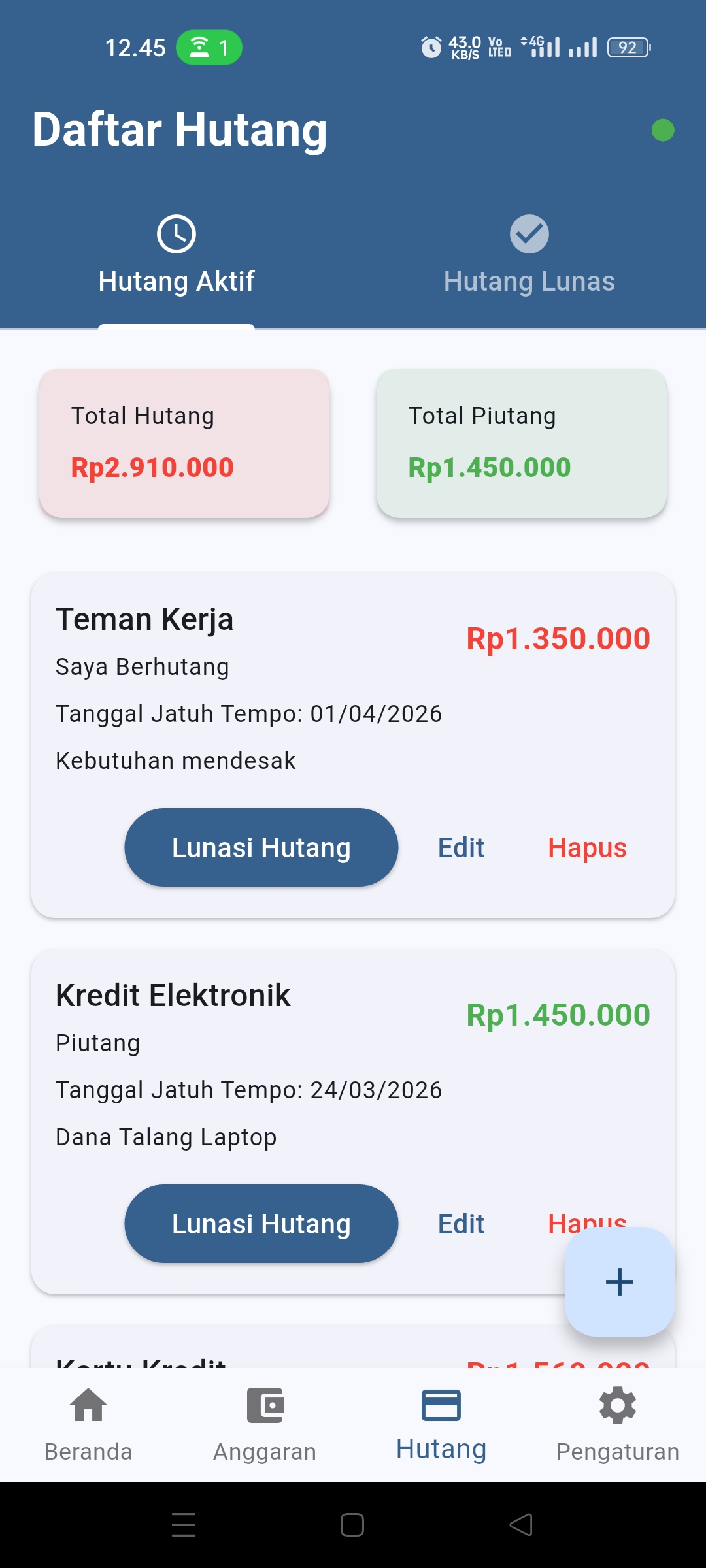 Tracking Utang Piutang